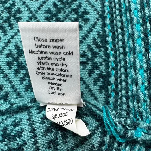 Athleta Spooner Summit Nordic Print Knit Long Line Zipper Cardigan Women's XL - Picture 9 of 9